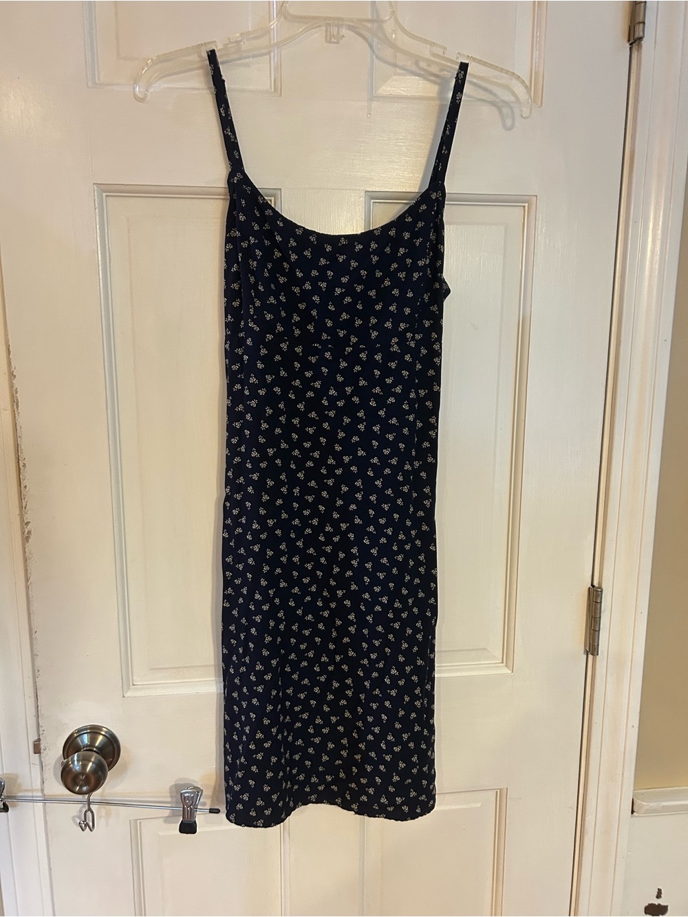 Brandy Melville Navy Mini Slip Dress with White Floral Print
